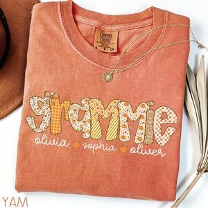 NEW Burnt Orange 'Grammie' Design with Names: Olivia, Sophia and Oliver